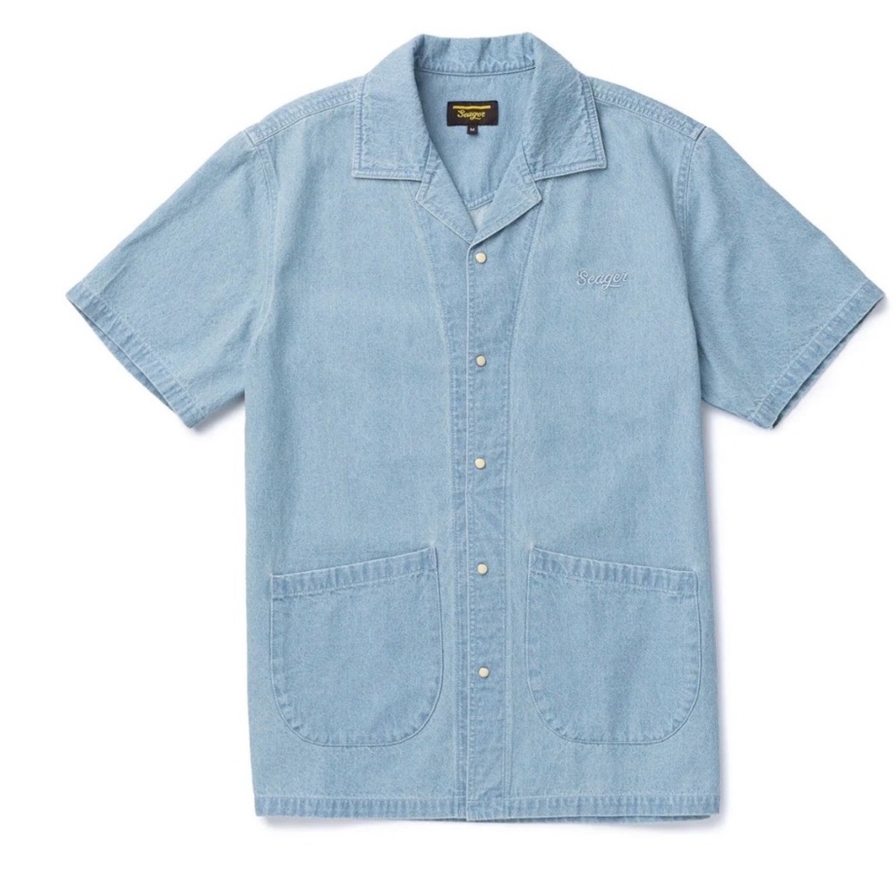 Seager Southpaw Whippersnapper Chambray Pearl Snap Shirt NWT Blue XL